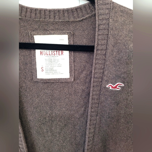 HOLLISTER Brown Open Sweater Cardigan Size Small - Picture 2 of 5